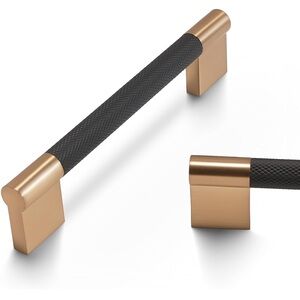 6-5/16 inch (160mm) Black and champagne cabinet pulls . Kitchen drawers and cab